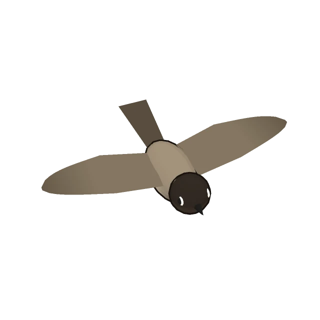 White-spectacled Bulbul gliding, the 3D model from the game