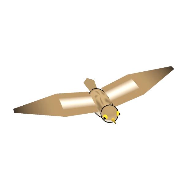 Eurasian Stone-curlew gliding, the 3D model from the game