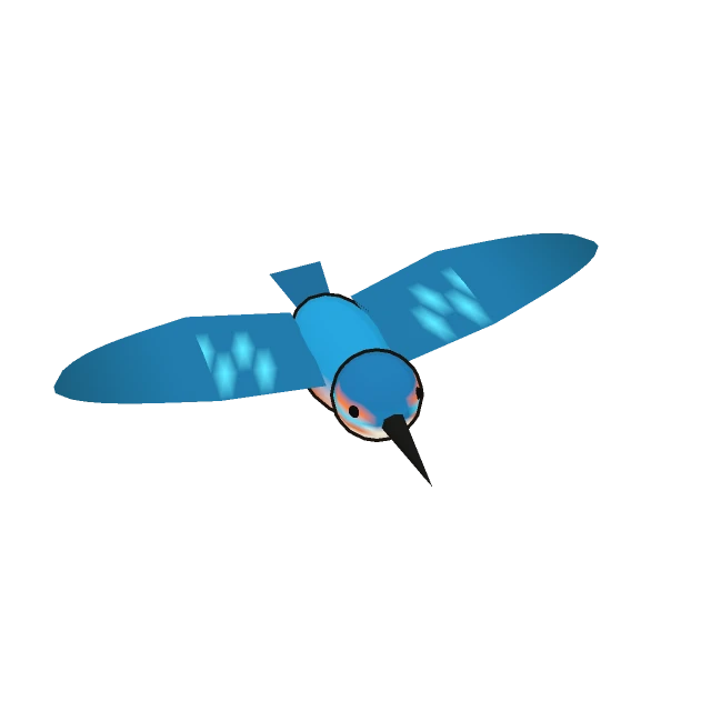 Common Kingfisher gliding, the 3D model from the game